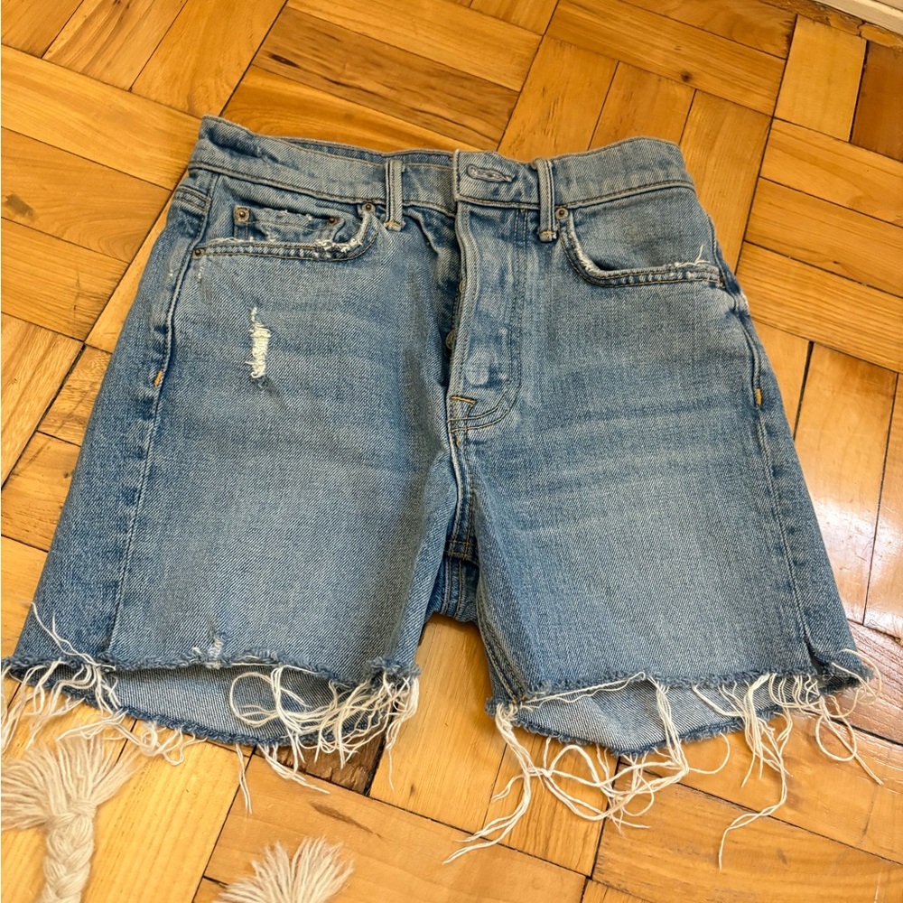 GRLFRND Blue Jean Shorts Distressed Cut-Off Style